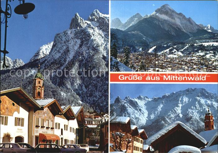 Mittenwald Bayern Ortsansicht Karwendelgebirge Winter
