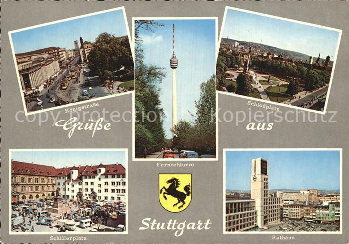 STUTTGART  CITY Koenigstrasse Schlossplatz Schillerplatz Rathaus