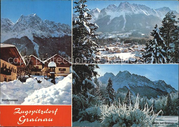 Grainau Zugspitzdorf Dorfbrunnen Waxensteine Zugspitze Winter