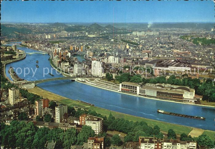 Liege Luettich Fliegeraufnahme Maas und Kongresshalle