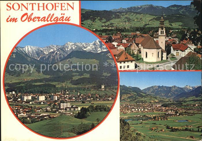 Sonthofen Oberallgaeu Fliegeraufnahme Kirchenpartie