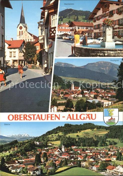 Oberstaufen Oberallgaeu Bayern Marktplatz Hochgrat Fliegeraufnahme
