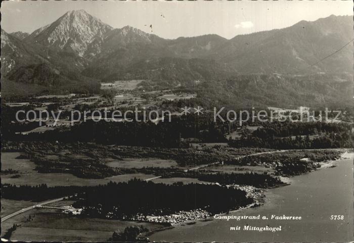 Faakersee Fliegeraufnahme Camping mit Mittagskogel