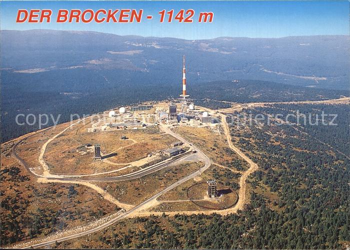 Brocken Harz Fliegeraufnahme mit Sendetuermen