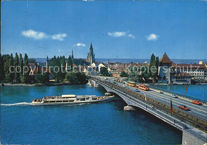 Konstanz Bodensee Rheinausfluss mit Bruecke