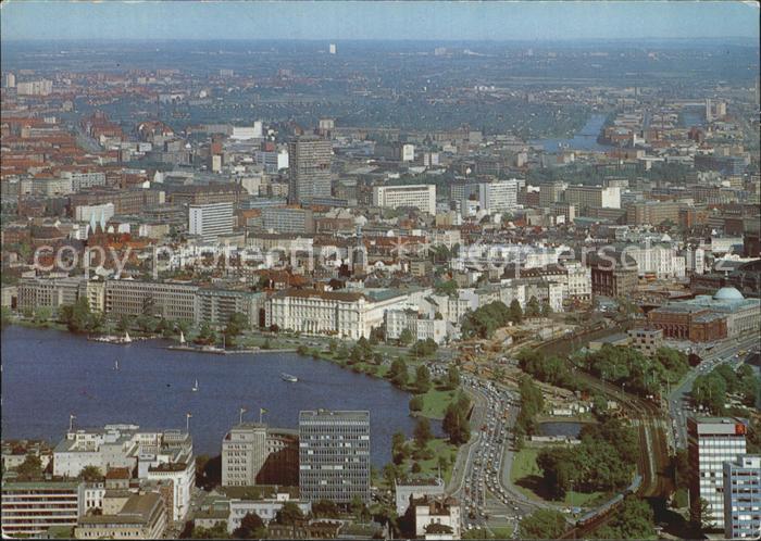 HAMBURG  CITY Blick vom Fernsehturm auf Aussenalster und Kennedybruecke