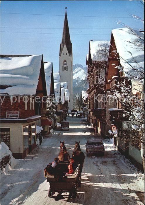 Oberstdorf Kirchstrasse Kirche Kurort Winter