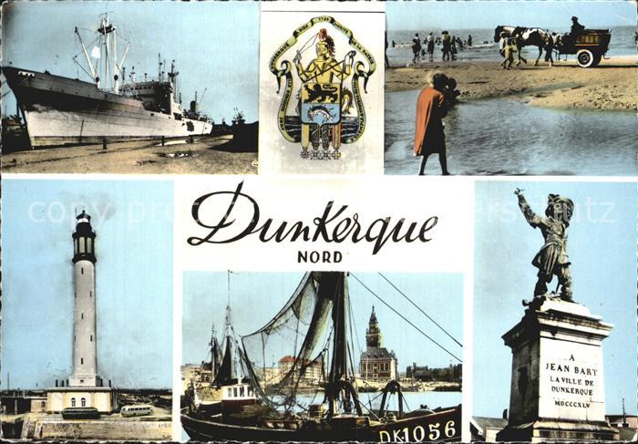 Duenkirchen Dunkerque Hafen Jean Bart Denkmal Leuchtturm