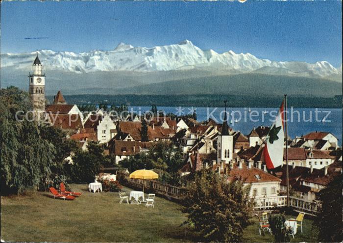ueberlingen Bodensee Alpenblick Ansicht Kirche