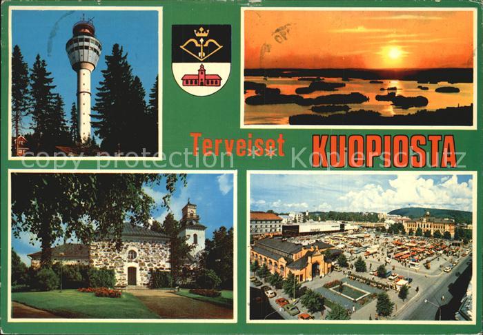 Kuopio Fernsehturm Abendstimmung Schloss Luftaufnahme