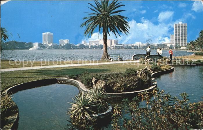 Orlando Florida Lake Eola at the skyline of downtown