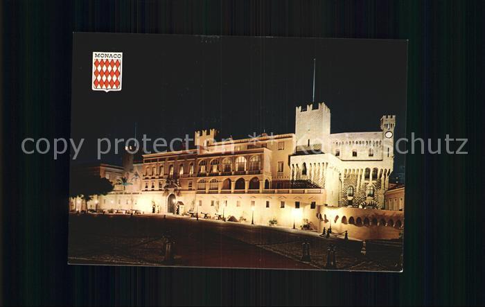 Monaco Der Fuerstenpalast bei Nacht