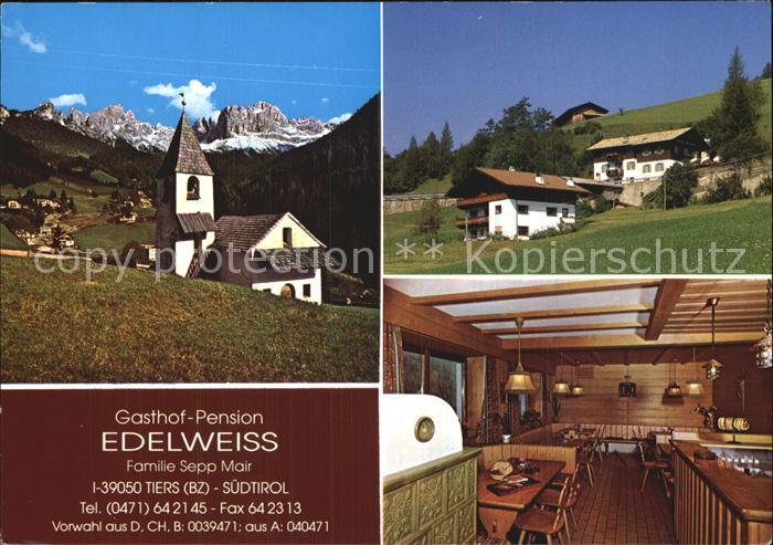 Tiers Tires Kirche Gasthof Pension Edelweiss Gaststube
