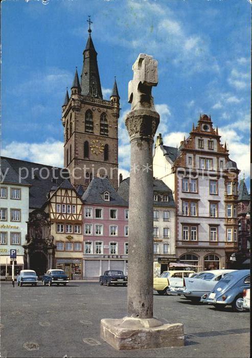 TRIER  CITY Hauptmarkt mit Marktkreuz und St Gangolph Kirche