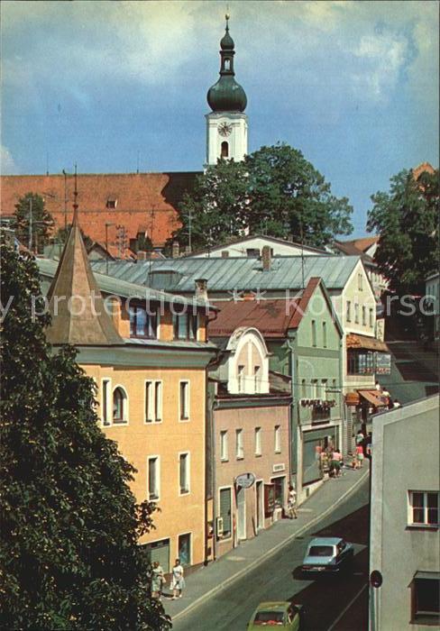 Grafenau Niederbayern Hauptstrasse Kirchturm