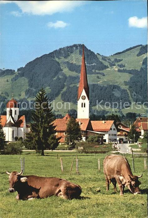 Fischen Allgaeu mit Kirche und Weiherkopf
