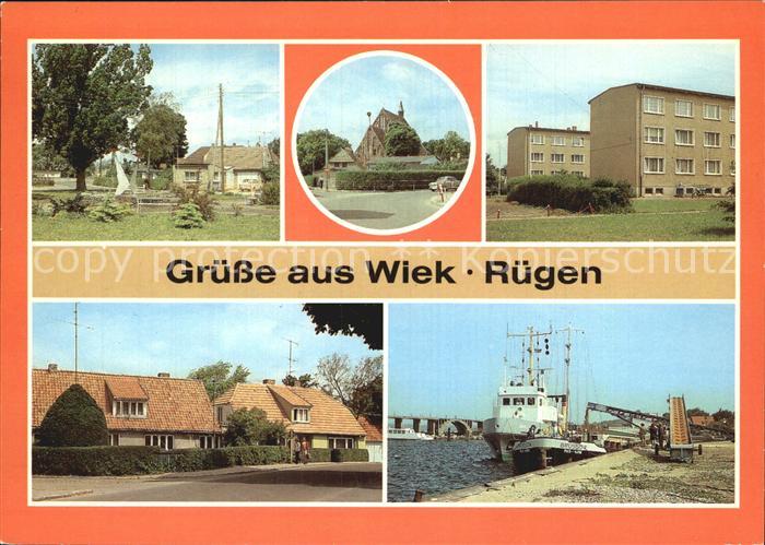 Wiek Ruegen Friedensplatz Kirche Neubausiedlung Hafen