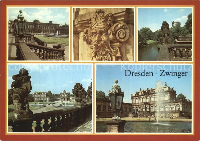 DRESDEN Elbe Zwinger Gemaeldegalerie Figur Wallpavillon Zwingergraben Putten Mat