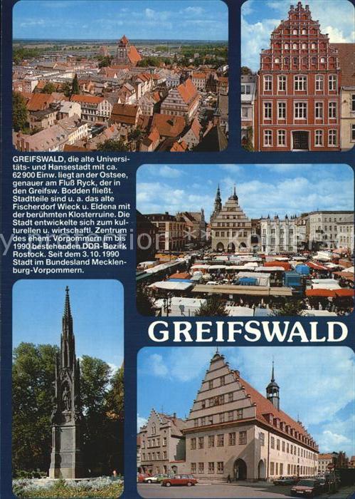 Greifswald Universitaetsstadt Hansestadt Giebelhaus Markt Denkmal Geschichte