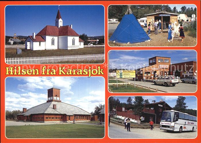 Karasjok Kirche Camping Souvenirs Gaststaette Bus