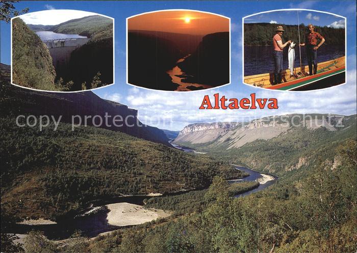 Alta Norwegen Altaelva Sautso i Altavassdraget Canyon Angler Mitternachtssonne