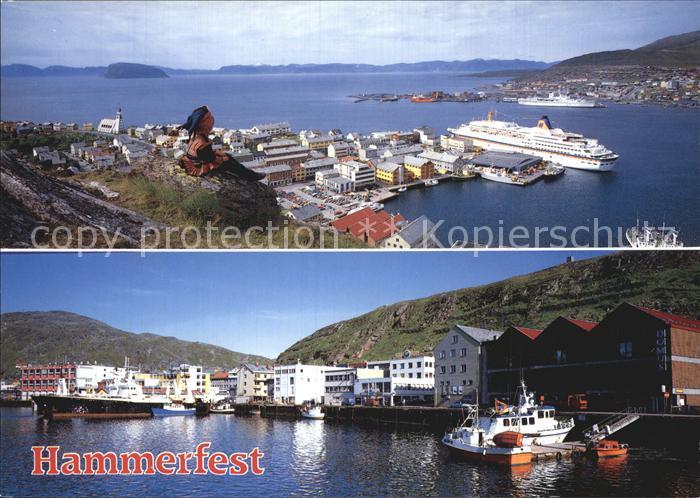 Hammerfest Utsikt fra Salen og parti fra havna Hafen Passagierschiff