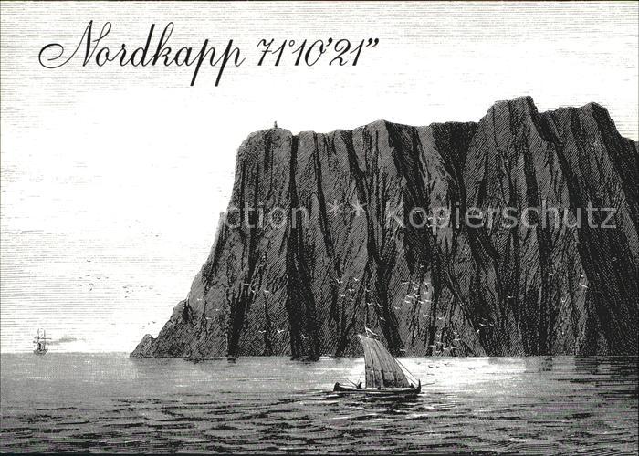 Nordkapp Nordkap Norge Etter et gammelt trykk fra ca 1875 Zeichnung Kuenstlerkar