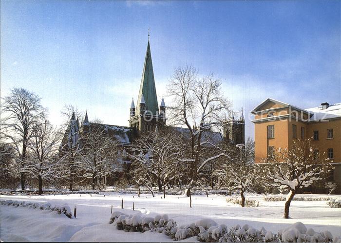 Trondheim Vinterdag Nidarosdomen og Radhuset Winterzeit