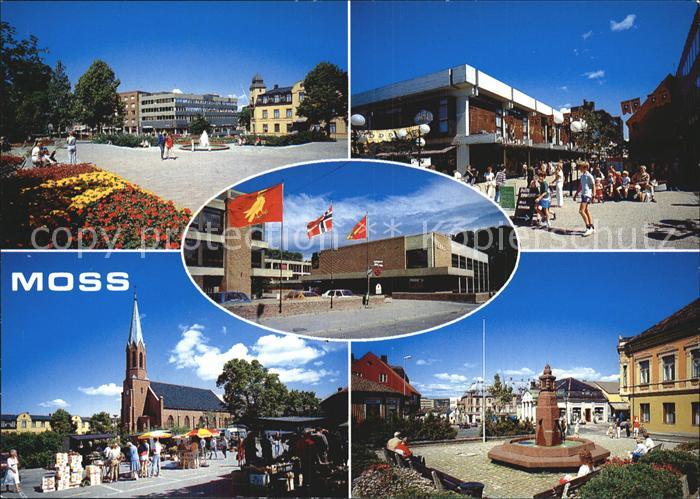 Moss ÿstfold Innenstadt Platz Brunnen Kirche