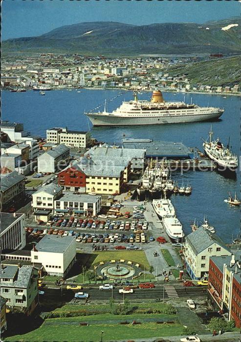 Hammerfest Hafen Passagierdampfer Fliegeraufnahme