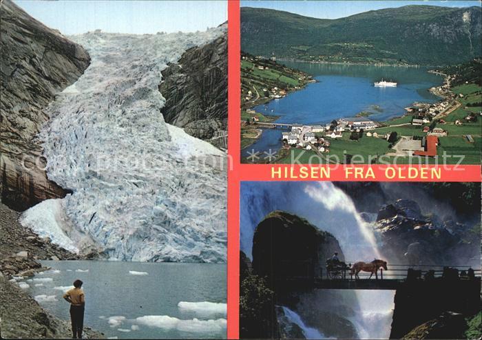 Olden Nordfjord Briksdalsbreen Gletscher Fjord Wasserfall