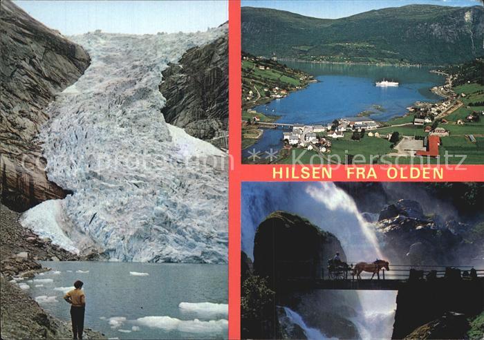 Olden Nordfjord Briksdalsbreen Gletscher Fjord Wasserfall