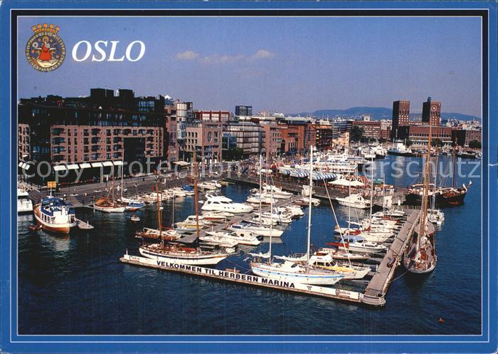 Oslo Norwegen Hafen Marina Yachten Fliegeraufnahme