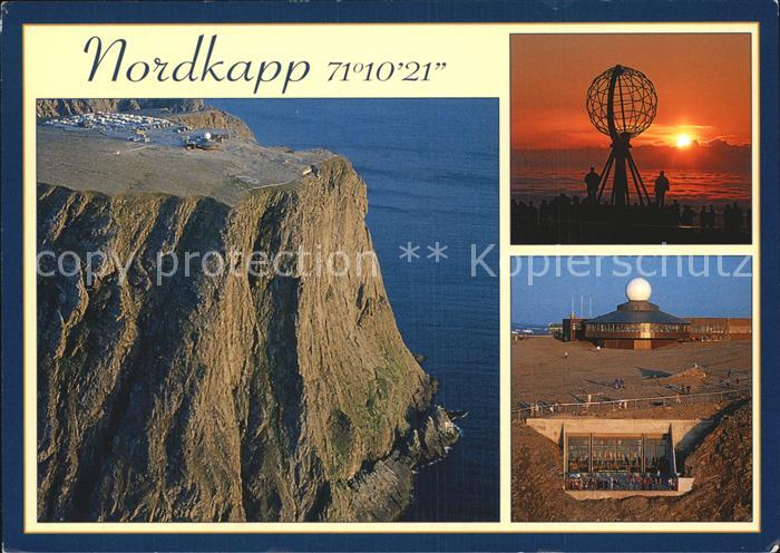 Nordkapp Nordkap Norge Plateau Fliegeraufnahme Mitternachtssonne