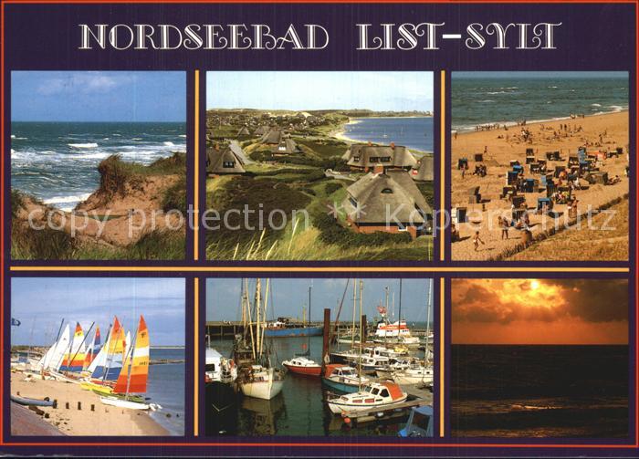 List Sylt Nordseebad Duenen Strand Hafen Sonnenuntergang am Meer