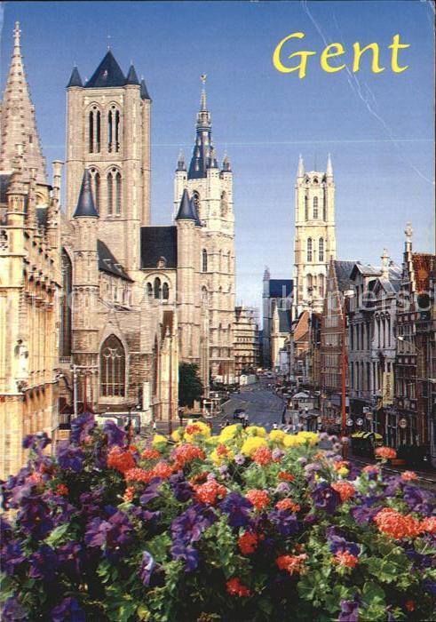 Gent Gand Flandre Innenstadt Kirche Belfried Blumen