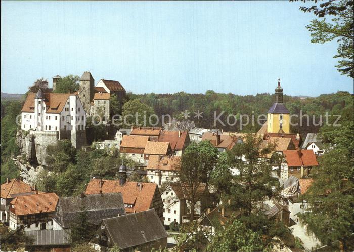 Hohnstein Saechsische Schweiz Blick zur Burg