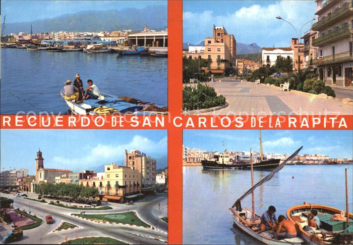 San Carlos de la Rapita  Hafen Fischerboot Platz Strassenpartie