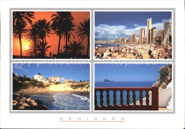 Benidorm Sonnenuntergang unter Palmen Strand Hotels