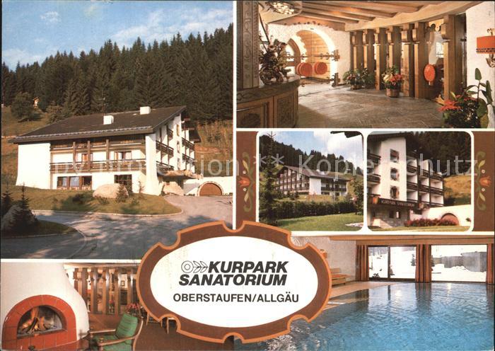 Oberstaufen Oberallgaeu Bayern Kurpark Sanatorium Kaminzimmer Foyer Hallenbad