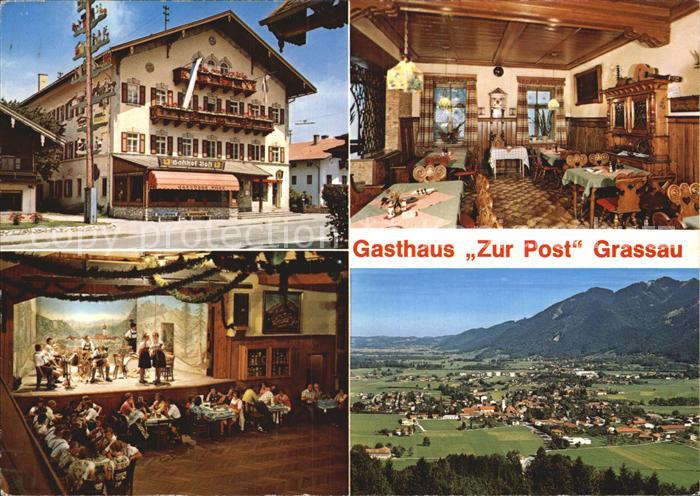 Grassau Chiemgau Gasthaus Zur Post Panorama Kaisergebirge Maibaum