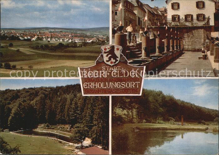 Beerfelden Odenwald Panorama Waldschwimmbad Teich Zwoelf Roehren Brunnen
