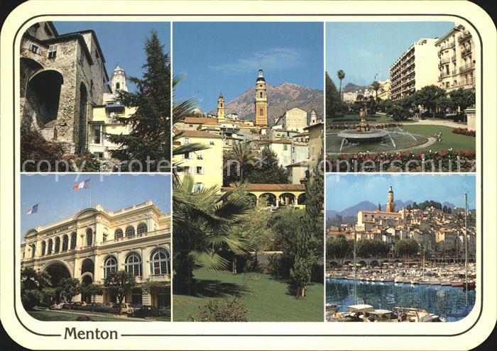 Menton Alpes Maritimes Palace de l'Europe Hotel Yachthafen Park Brunnen