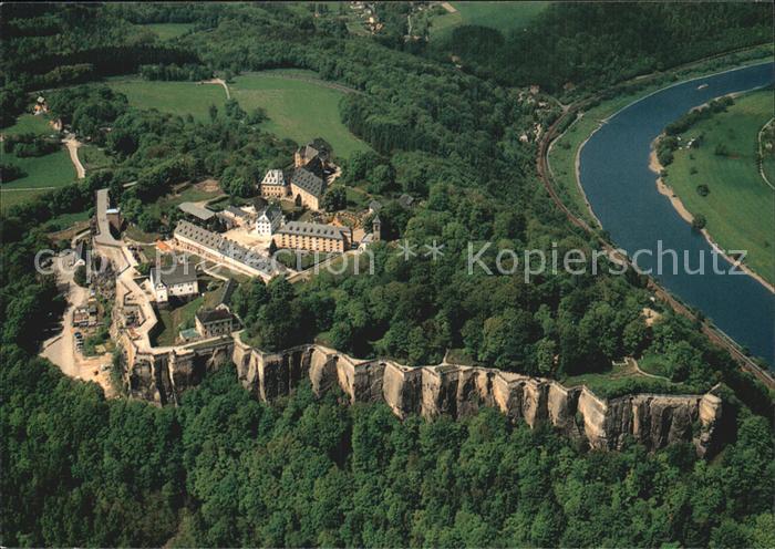 Koenigstein Saechsische Schweiz Luftaufnahme Festung Elbe