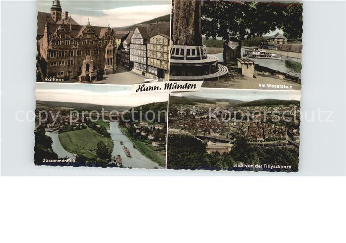 Hann. Muenden Rathaus Weserstein Zusammenfluss Tillyschanze