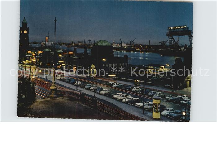 HAMBURG  CITY Hafen mit St Pauli Landungsbruecken Nachtaufnahme
