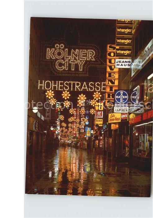 Koeln Rhein Hohe Strasse bei Nacht