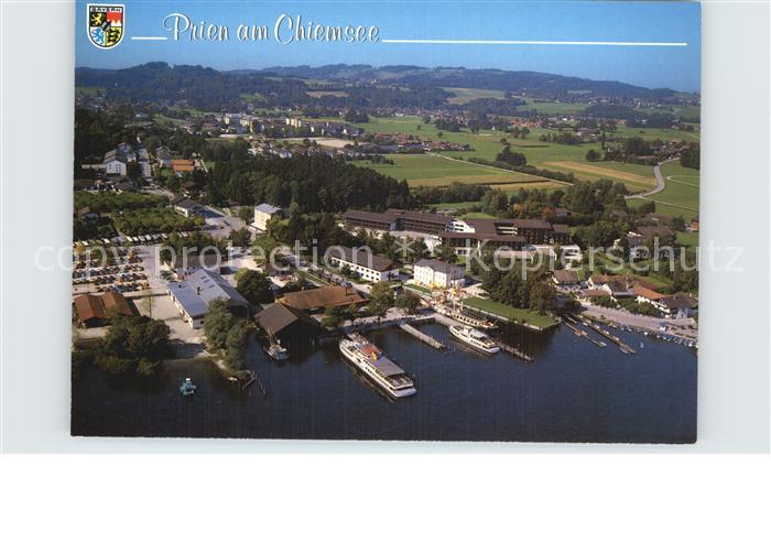Prien Chiemsee Dampferhafen Schiffsanlegestelle Fliegeraufnahme