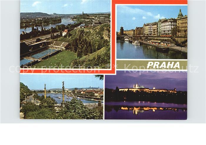 Praha Prahy Prague Pristaviste u Palackeho mostu Letenskych sadu Hradcany s Vlta