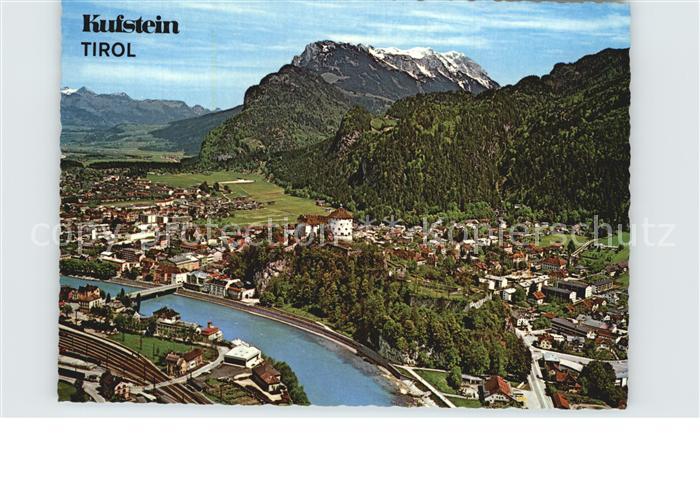 Kufstein Tirol Alpenstadt mit historischer Festung Alpenpanorama Fliegeraufnahme